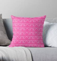 Modern Pillow, Pink & White Houses, Home Decor, Geometric Decorative Interior Design, Digital Art Pillow - thumbnail 1