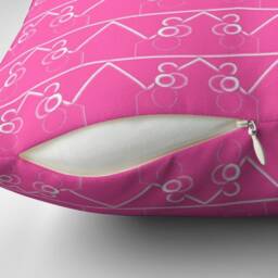 Modern Pillow, Pink & White Houses, Home Decor, Geometric Decorative Interior Design, Digital Art Pillow - thumbnail 3