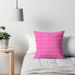 Modern Pillow, Pink & White Houses, Home Decor, Geometric Decorative Interior Design, Digital Art Pillow - thumbnail 2
