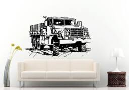 Semi Truck Heavy Duty Eighteen 18 Wheeler Old War Army Antique Wall Decal Vinyl Sticker Mural Room Decor L826 - thumbnail 1