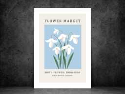 Birth Flower Print January Snowdrop - Birthday Month Poster Botanical Wall Art Gift Idea A5 A4 A3 Framed Or Unframed - thumbnail 1