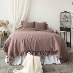 Rustic Rose Linen Pillow Sham With Ruffles - Wood Eu Ikea 20x24 - thumbnail 4