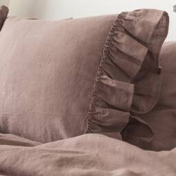 Rustic Rose Linen Pillow Sham With Ruffles - Wood Eu Ikea 20x24 - thumbnail 3