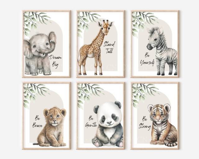Choose Your Own Safari Jungle Animal Prints Elephant Giraffe Zebra Lion Nursery Unframed - image 1