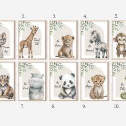 Choose Your Own Safari Jungle Animal Prints Elephant Giraffe Zebra Lion Nursery Unframed - thumbnail 2