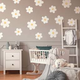 Big White Daisy Flowers Wall Decals, Plastic-Free Wall Stickers