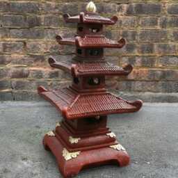 Massive Pagoda Figure Concrete Lantern Sculpture Oriental Temple Statue Handcrafted Zen Garden Decor Stone Ornament Art Gift - thumbnail 4