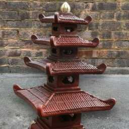 Massive Pagoda Figure Concrete Lantern Sculpture Oriental Temple Statue Handcrafted Zen Garden Decor Stone Ornament Art Gift - thumbnail 2