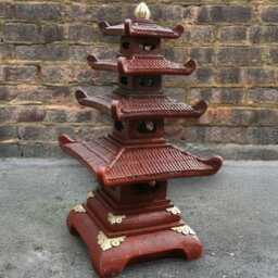 Massive Pagoda Figure Concrete Lantern Sculpture Oriental Temple Statue Handcrafted Zen Garden Decor Stone Ornament Art Gift - thumbnail 1