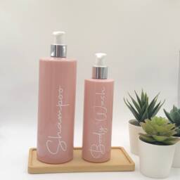 Personalised Pink Tubular Soap Dispenser Bottle With White/Silver Pump 250Ml & 500Ml - thumbnail 2