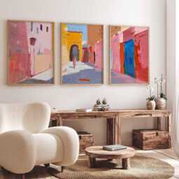 Set Of 3 Marrakech Posters, Morocco Wall Art Prints, Souks Decor, Moroccan Travel Print, Bohemian Gift - thumbnail 3