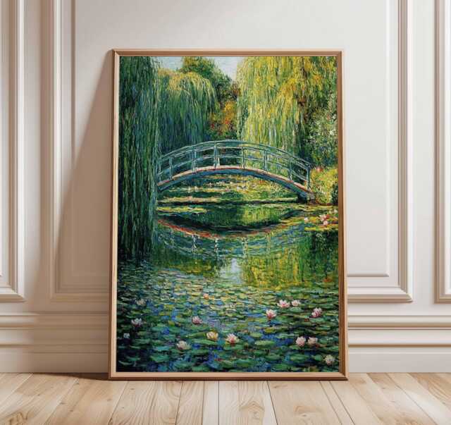 Japanese Bridge Wall Art, Impressionist Painting, Monet Garden Print, Water Lily Decor Poster, Serene Landscape Art, Nature Wall - image 1