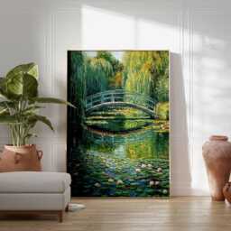 Japanese Bridge Wall Art, Impressionist Painting, Monet Garden Print, Water Lily Decor Poster, Serene Landscape Art, Nature Wall - thumbnail 2