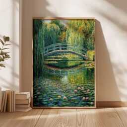 Japanese Bridge Wall Art, Impressionist Painting, Monet Garden Print, Water Lily Decor Poster, Serene Landscape Art, Nature Wall - thumbnail 3