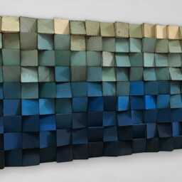 Reclaimed Pine Wood Wall Art - Blue Ombre Sound Diffuser - thumbnail 3