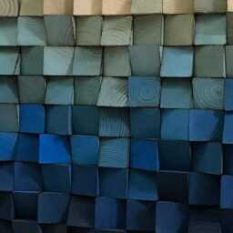 Reclaimed Pine Wood Wall Art - Blue Ombre Sound Diffuser - thumbnail 4