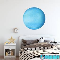 Planet Uranus Watercolor Wall Decal Sticker Solar System Mural Outer Space Art Removable Peel & Stick Fabric - thumbnail 1