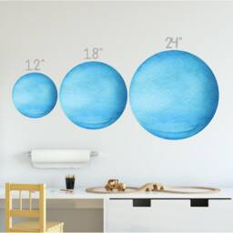 Planet Uranus Watercolor Wall Decal Sticker Solar System Mural Outer Space Art Removable Peel & Stick Fabric - thumbnail 2