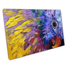 Colorful Parrot Canvas Art Print Purple Blue Yellow Feathers Nature-Inspired Home Office Decor - thumbnail 1