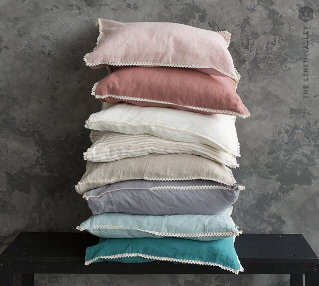 Softened Linen Pillow Case With Lace - Eu Ikea Size Softened - image 1