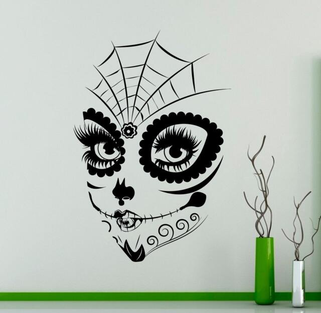 Sugar Skull Girl Face Wall Vinyl Decal Sticker Make Up Home Art Decor Living Room Murals Housewares Removable Design 19(Nth - image 1