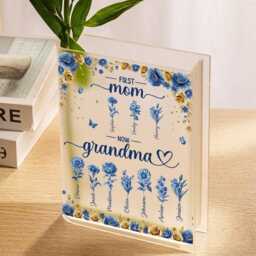 Custom Mom Garden Book Vase With Hologram Birth Flowers, Personalized Acrylic Flower Vase, Mothers Day Gift, Holographic Decor