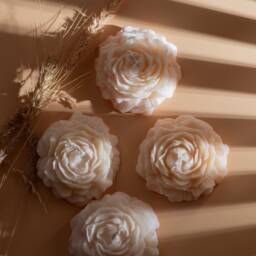 Handmade Peony Soy Wax Candle Wedding Favor, Blooming Flower - thumbnail 4