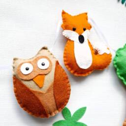 Woodland Animal Garland. Forest Creatures Bunting. Fox, Hedgehog, Bunny Rabbit Decor, Nursery Toadstool, Squirrel, Owl - thumbnail 2