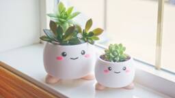 3D Printed Smiling Planter With Feet Kawaii Desk Organizer - thumbnail 1