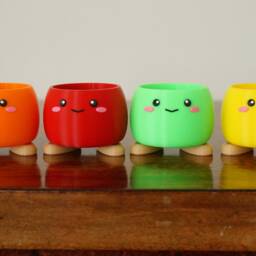 3D Printed Smiling Planter With Feet Kawaii Desk Organizer - thumbnail 3