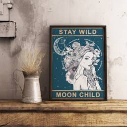 stay Wild Moon Child, Unique Posters, Vintage Poster, Bedroom Art, Spiritual Wall Art Decor, Quote Ideal Gift - thumbnail 1