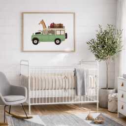 Safari Truck Nursery Print, Jungle Animals Wall Art For Baby Room, Adventure Kids Playroom Decor - thumbnail 2