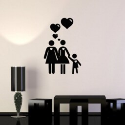 Wall Vinyl Decal Family Happy Love Mother's Day Decoration Hearts Custom Bedroom Kid's Room Decor - #1032Di - thumbnail 2
