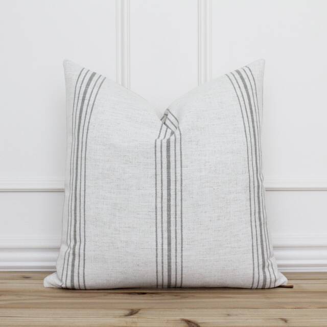Decorative Pillow Cover With Gray Stripes Grain Stripe Designer Cushion Neutral Covers Lumbar - Marlow - image 1