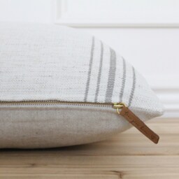 Decorative Pillow Cover With Gray Stripes Grain Stripe Designer Cushion Neutral Covers Lumbar - Marlow - thumbnail 2