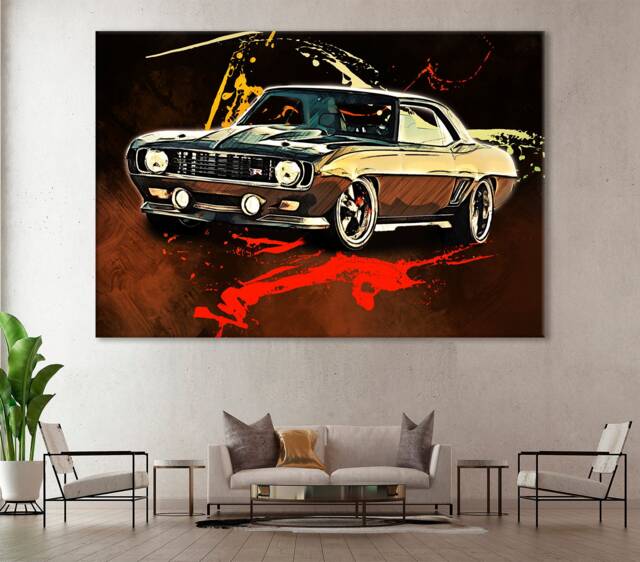 Chevrolet Camaro Canvas Print Retro Muscle Car Wall Art - image 1