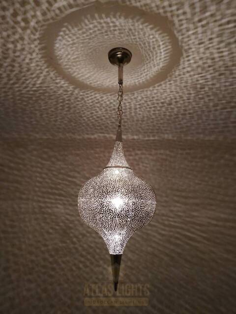 Handmade Moroccan Brass Pendant Light Soltana Antique Lamp - image 1