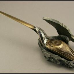 Bird Sculpture, Letter Opener, Native Art Scuplture, Pewter & Bronze, Fonctional Art, Original Gift Idea, Bird Collectors Sculpture - thumbnail 3