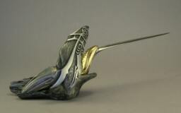 Bird Sculpture, Letter Opener, Native Art Scuplture, Pewter & Bronze, Fonctional Art, Original Gift Idea, Bird Collectors Sculpture - thumbnail 1