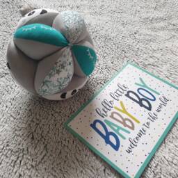 Montessori-style Grasping Ball With Bells in Liberty Adelajda Mint & Panda - Personalizable Your Little One's First Name - thumbnail 3
