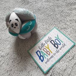 Montessori-style Grasping Ball With Bells in Liberty Adelajda Mint & Panda - Personalizable Your Little One's First Name - thumbnail 2