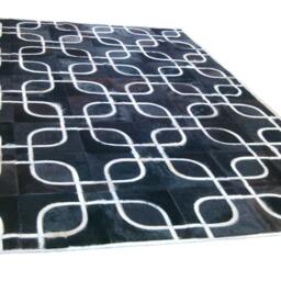 Cowhide Patchwork Rug Raw Leather Argentina, Free Shipping- Mix Of Black & White - Rugs 6' X 8' We Customize Any Size - thumbnail 2