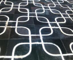 Cowhide Patchwork Rug Raw Leather Argentina, Free Shipping- Mix Of Black & White - Rugs 6' X 8' We Customize Any Size - thumbnail 1