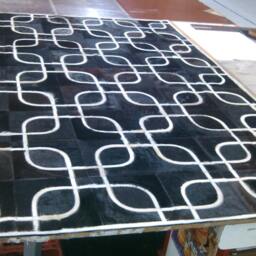 Cowhide Patchwork Rug Raw Leather Argentina, Free Shipping- Mix Of Black & White - Rugs 6' X 8' We Customize Any Size - thumbnail 4
