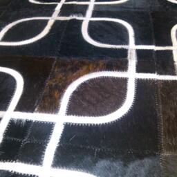 Cowhide Patchwork Rug Raw Leather Argentina, Free Shipping- Mix Of Black & White - Rugs 6' X 8' We Customize Any Size - thumbnail 3