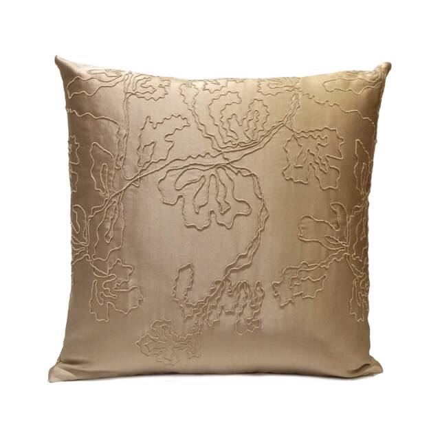 Beige Pillow, Throw Pillow Cover, Decorative Cushion Pillowcase, Accent Toss Satin Blend, Floral - image 1