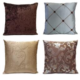 Beige Pillow, Throw Pillow Cover, Decorative Cushion Pillowcase, Accent Toss Satin Blend, Floral - thumbnail 4