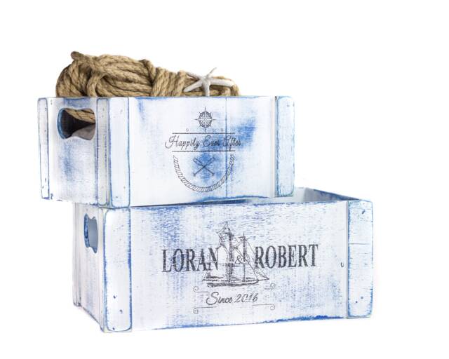 Engagement Gifts Entryway Decor Organizer, Nautical Wedding Card Box, Recycled Wood Crates, Beach House, Lake Navy - image 1