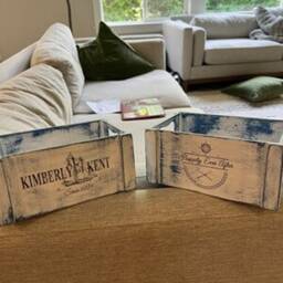 Engagement Gifts Entryway Decor Organizer, Nautical Wedding Card Box, Recycled Wood Crates, Beach House, Lake Navy - thumbnail 2