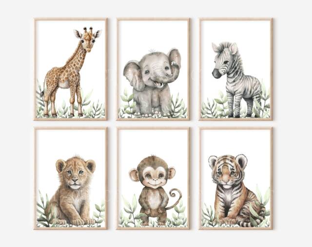Choose Your Own Safari Jungle Animal Elephant Giraffe Zebra Lion Tiger Monkey Boys Girls A4 Or A3 Nursery Set Of Unframed Prints Zoo - image 1